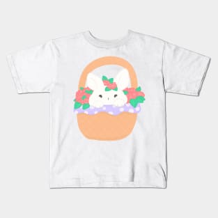 Bunny in flower basket Kids T-Shirt